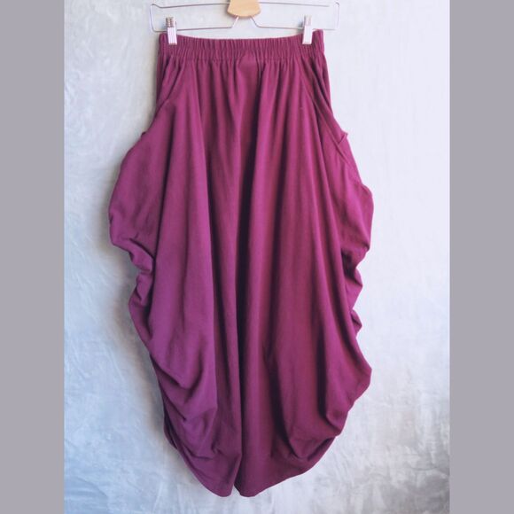 THALUTA Red Alaina Maxi Skirt S-XXL Ruched Pull on Sustainable Cotton Pockets - Picture 5 of 8